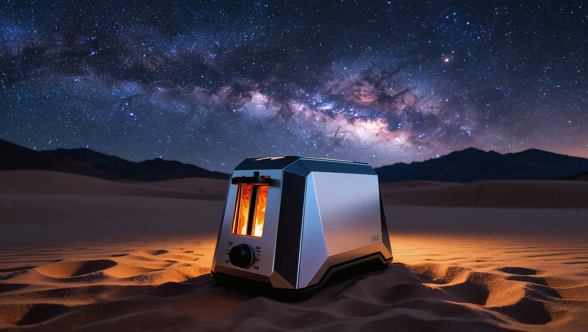 Toaster in the desert under the Milky Way